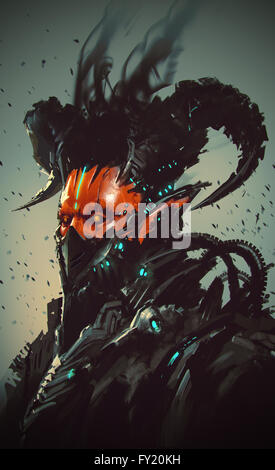 futuristischen Charakter, Roboter-Dämon, Illustration, Malerei Stockfoto