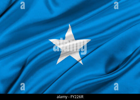 Flagge von Somalia im Wind wehende. Stockfoto