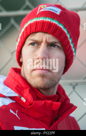 Sebastian Vettel, GER, Scuderia Ferrari, während der Formel-1-Tests auf der Rennstrecke Circuit de Catalunya, Barcelona Stockfoto