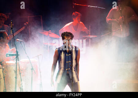 BARCELONA - 27 Mai: Antibalas (Afrobeat Band) Leistung bei Heineken Primavera Sound Festival 2014 (PS14). Stockfoto