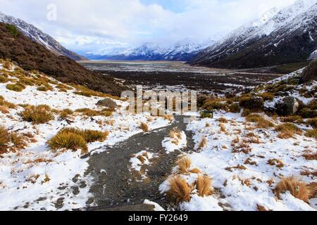 Die spektakuläre Landschaft der Kea Point Strecke, führt zu den Mueller Gletscher in Mt Cook National Park auf der Südinsel Stockfoto