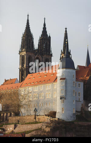 Albrechtsbrg mit Dom von Meißen in Deutschland Stockfoto