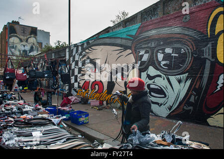 Wandbild in Shoreditch East London von Markt, East London Rebellen D*Face Stockfoto