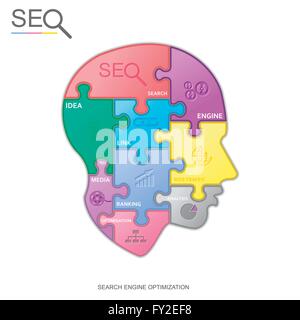 SEO Puzzle Kopf, Vektor Stock Vektor