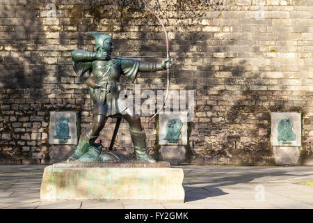 Robin Hood Statue, Nottingham Castle, Nottingham, England, Großbritannien Stockfoto