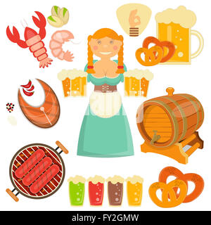 Bier-Icons, Isolated on White Background.  Abbildung. Stockfoto