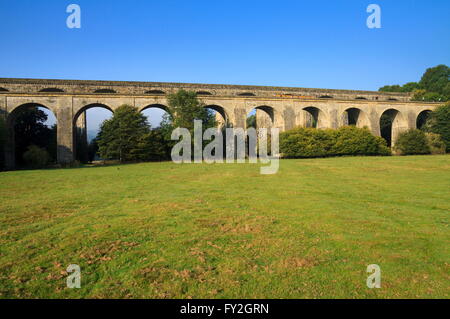 Chirk Aquädukt und Eisenbahnviadukt, Ceiriog Tal Stockfoto