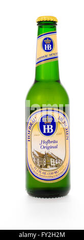 Winneconne, Wisconsin - 3. Februar 2015: Hofbrau Original gebraut wurde zuerst im Jahre 1589. Stockfoto