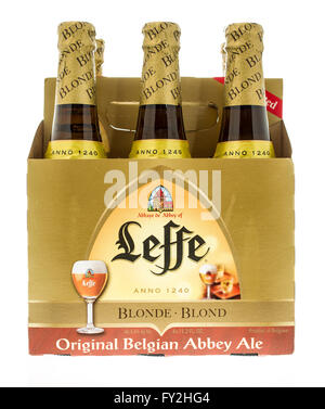 Winneconne, Wisconsin -3 Nov 2015: Six-Pack Bier Leffe. Stockfoto