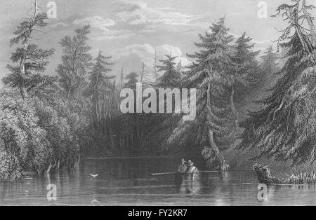 Barhydt See (in der Nähe von Saratoga), New York. WH BARTLETT, antique print 1840 Stockfoto