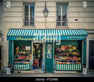 Traditionelle Gemischtwarenladen Gebäude, Paris, Frankreich Stockfoto