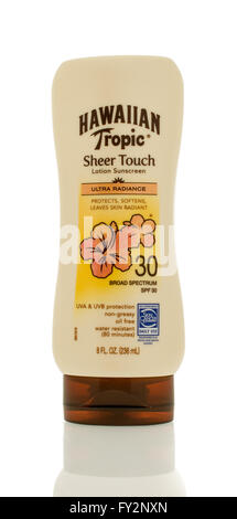 Winneconne, Wisconsin - 5. März 2016: eine Flasche von Hawaiian Tropic Sonnenschutz SPF 30 Stockfoto