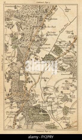 WOODFORD: Loughton, Chigwell, Chingford, Leytonstone, Wanstead, Ilford, 1786 Karte Stockfoto