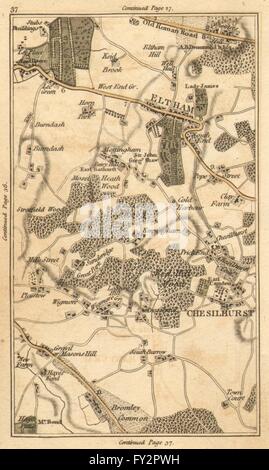 BROMLEY: Eltham, Chislehurst, tireur-Hügel, Petts Wood, Blackheath Park, 1786 Karte Stockfoto