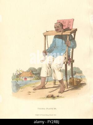 CHINA. Strafe Tcha, Cangue (Pranger, Aktien). ALEXANDER, alten Drucken 1814 Stockfoto