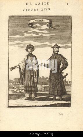 CHINA-Kostüm: Chinesischer Mann & Dame im 17. Jahrhundert Kleid. "Chinois". MALLET, 1683 Stockfoto