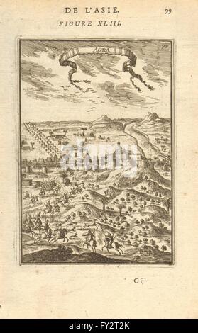 AGRA: Blick auf die Stadt. Soldaten-Befestigungen. Dekorative. Indien. MALLET, 1683 Stockfoto