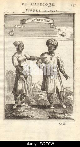 Äthiopien-Kostüm: Abessinier in 17C Kleid. "Peuples d'Abissinie". MALLET, 1683 Stockfoto