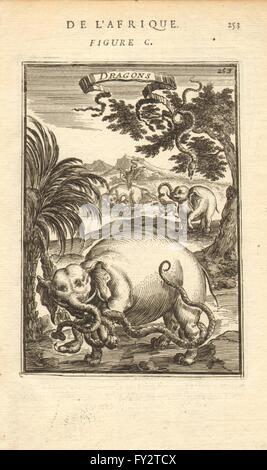 UGANDA/Ostafrika: "Drachen", in den Bergen des Mondes. MALLET, 1683 Stockfoto