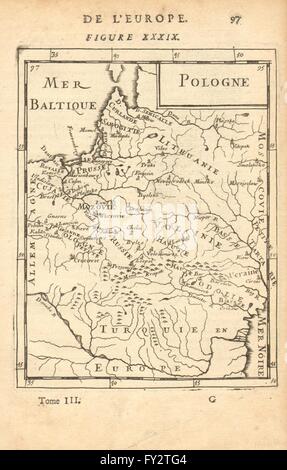 Polieren-Litauer COMMONWEALTH: Polen-Belarus. Städte & Flüsse. MALLET, 1683 Karte Stockfoto