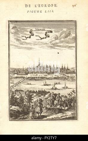 VIENNA WIEN: Dekorative Blick auf die Stadt. Zahlen. Boote. "Vienne". MALLET, 1683 Stockfoto