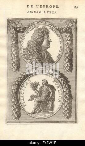 LOUIS XIV, der SONNENKÖNIG: Ludovicus Magnus. ROI de France. MALLET, print 1683 Stockfoto