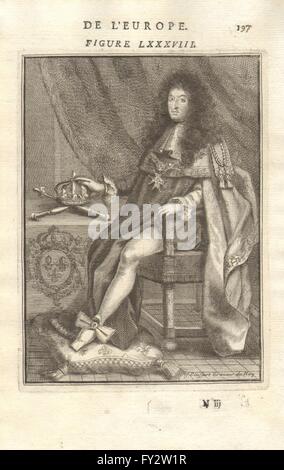 LOUIS XIV-THE SUN KING: Sitzen mit Medaillen & Krone. ROI de France. MALLET, 1683 Stockfoto