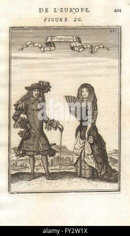FRANZÖSISCHE Kostüm: Kleid Mann & Frau im 17. Jahrhundert. "Francois. MALLET, 1683 Stockfoto