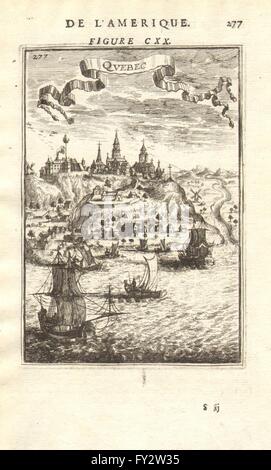 Québec (Stadt): Dekorative Ansicht. Boote-Windmühle. Québec, Kanada. MALLET, 1683 Stockfoto