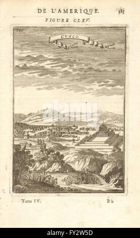 CUSCO: Dekorative Blick auf die Stadt von Cuzco, Peru. MALLET, antiken print 1683 Stockfoto