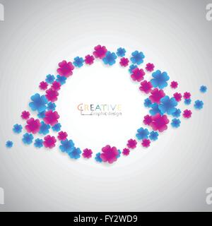 Blaue und rosa Blumen machte einen Kreis. Konzept für Grafik-design Stock Vektor