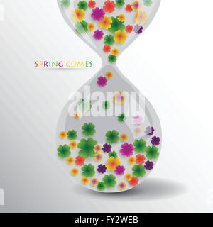 Bunte Blumen in Sanduhr. Konzept für Grafik-design Stock Vektor