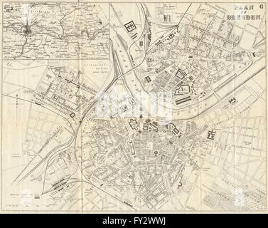 DRESDEN: Antike Stadtplan. Stadtplan. Deutschland. BRADSHAW, 1890 Stockfoto