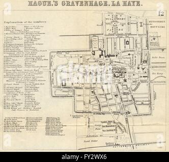DEN Haag-DEN HAAG GRAVENHAGE LA HAYE: Stadtplan. Stadtplan. BRADSHAW 1890 Stockfoto