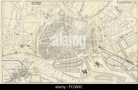 HAMBURG: Antike Stadtplan. Stadtplan. Deutschland. BRADSHAW, 1890 Stockfoto