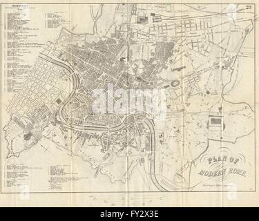 Rom-ROMA: Antike Stadtplan. Stadtplan. Italien. BRADSHAW, 1890 Stockfoto