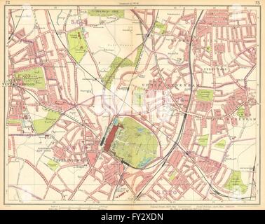 LONDON-S: Norwood Sydenham Dulwich Forest Hill Geld Perryvale, 1925 alte Karte Stockfoto