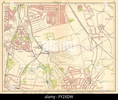 LONDON-SE: Rushey Green Grove Park nstige Sydenham Beckenham Bromley, 1925-Karte Stockfoto