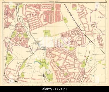 LONDON-SE: Rushey Green Grove Park nstige Sydenham Beckenham Bromley, 1930 Karte Stockfoto