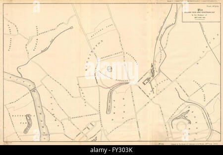 Vorgeschlagene Straße durch KENSINGTON GARDENS. Hyde Park. PENNETHORNE, 1855 alte Karte Stockfoto