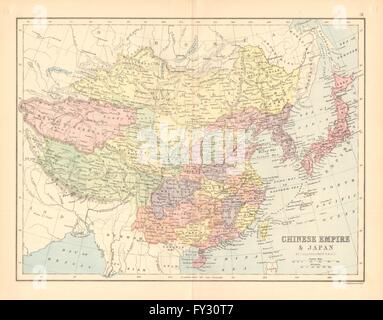 OST-ASIEN. "Kaiserreich China & Japan". China Korea Formosa. Bartholomäus, 1876-Karte Stockfoto