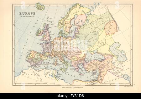 "Europa im 12. Jahrhundert". Bartholomäus, 1876 Antike Landkarte Stockfoto