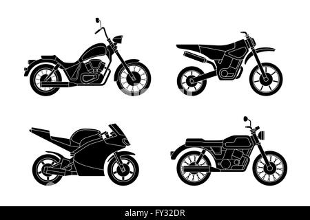 Motorräder Silhouetten eingestellt. Stock Vektor