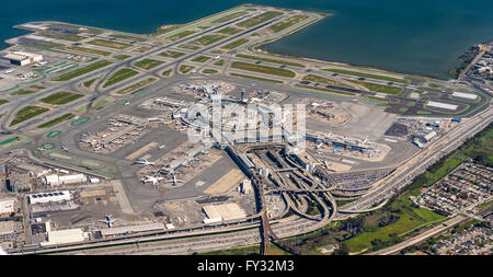 Luftaufnahme, San Francisco International Airport, Bay Area, San Francisco, Kalifornien, USA Stockfoto