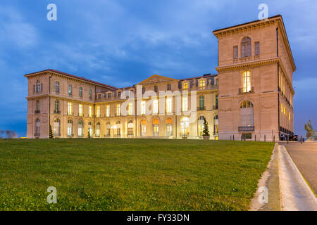 Marseille Palais du Pharo Nacht - Frankreich Stockfoto