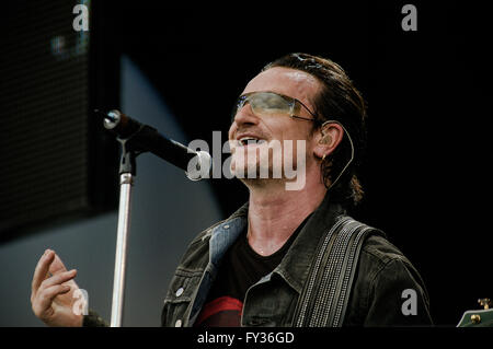 Live 8 am Hyde Park, London. 2 Juli 2005.U2, Bono Stockfoto