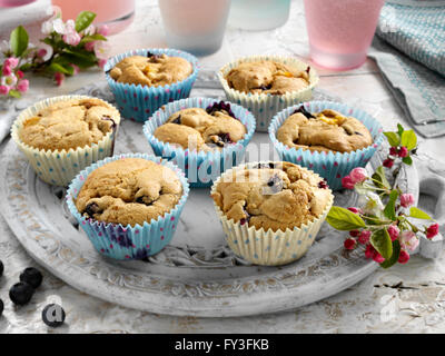 Peachy Blaubeer-muffins Stockfoto