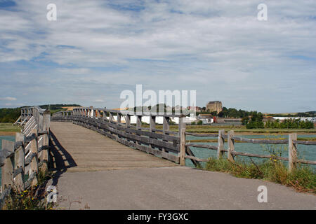 Holzbrücke an der Kreuzung der Adur Stockfoto