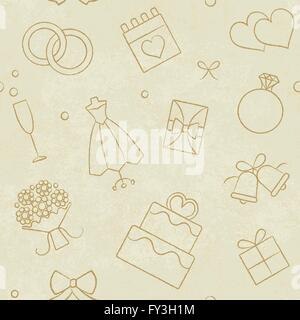 Vintage Hochzeit Verwandte Vektor Musterdesign Hintergrund mit handgezeichneten Elementen Stock Vektor