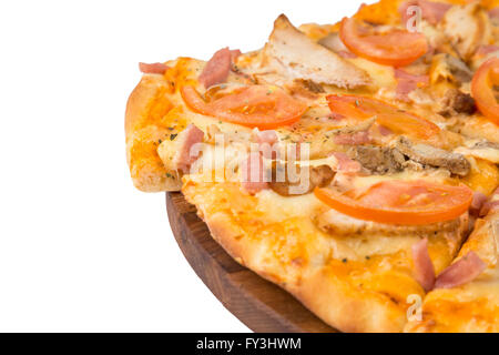 isolierte Fastfood Stück Pizza, große runde Pizza zu nominieren Stockfoto
